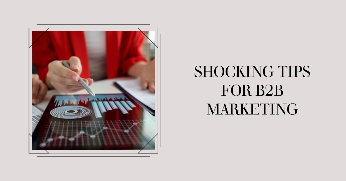 Create a unique 1080x564px header image for a blog article titled 7 Shocking Tips to Maximize B2B Marketing Returns